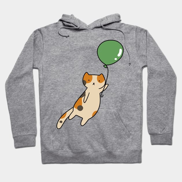 Green Balloon Calico Cat Hoodie by saradaboru